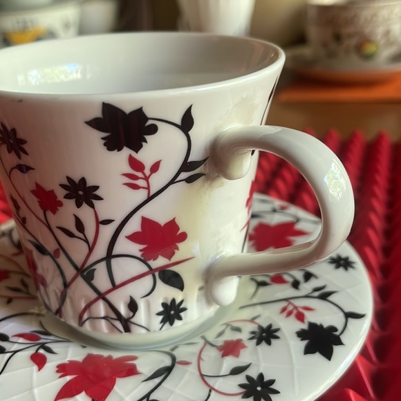 FINE PORCELAIN TEACUP AND SAUCER IN RED & BLACK - Picture 5 of 11